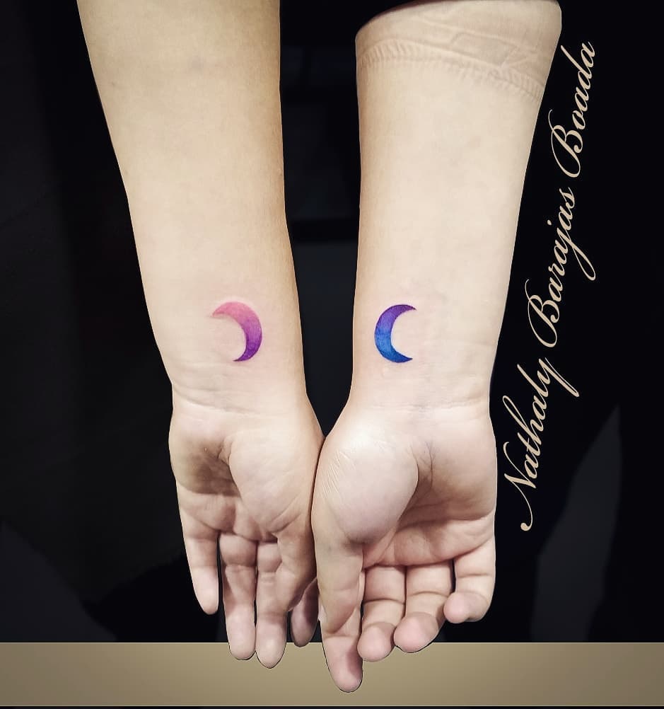colorful moon tattoo