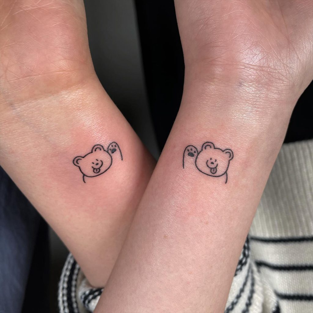 teddy bear mom and daughter tattoo
