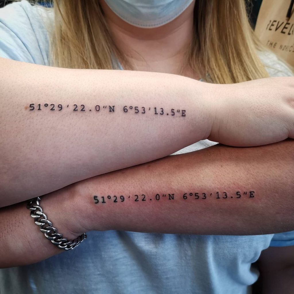 Matching Coordinates Couple Tattoo