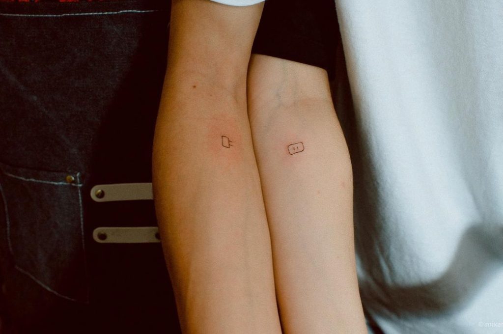Plug socket small matching tattoos for couples