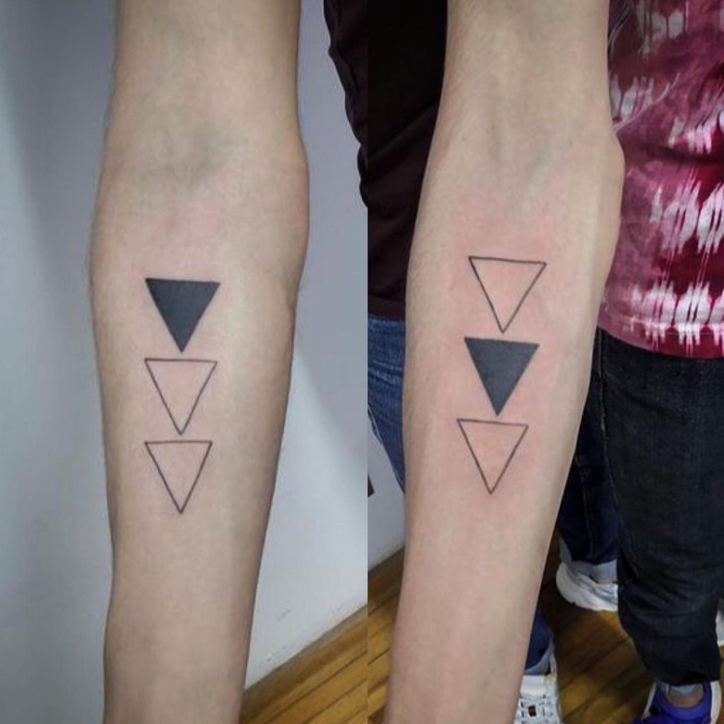 Filled Triangles Couple Small Matching Tattoos for Couples