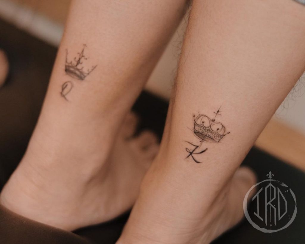 Matching King & Queen Crown Tattoos