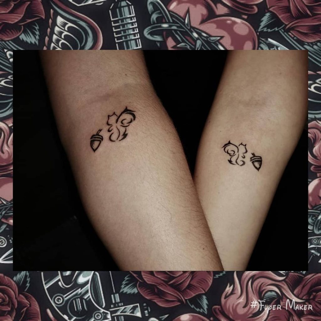 double squirrel and nuts tattoo