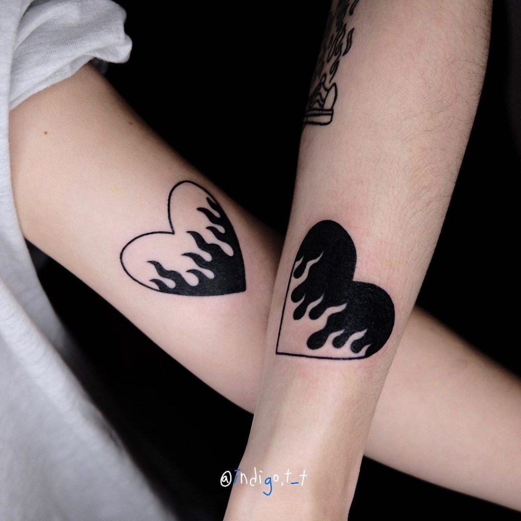 Complementary Heart Tattoo small matching tattoos for couples