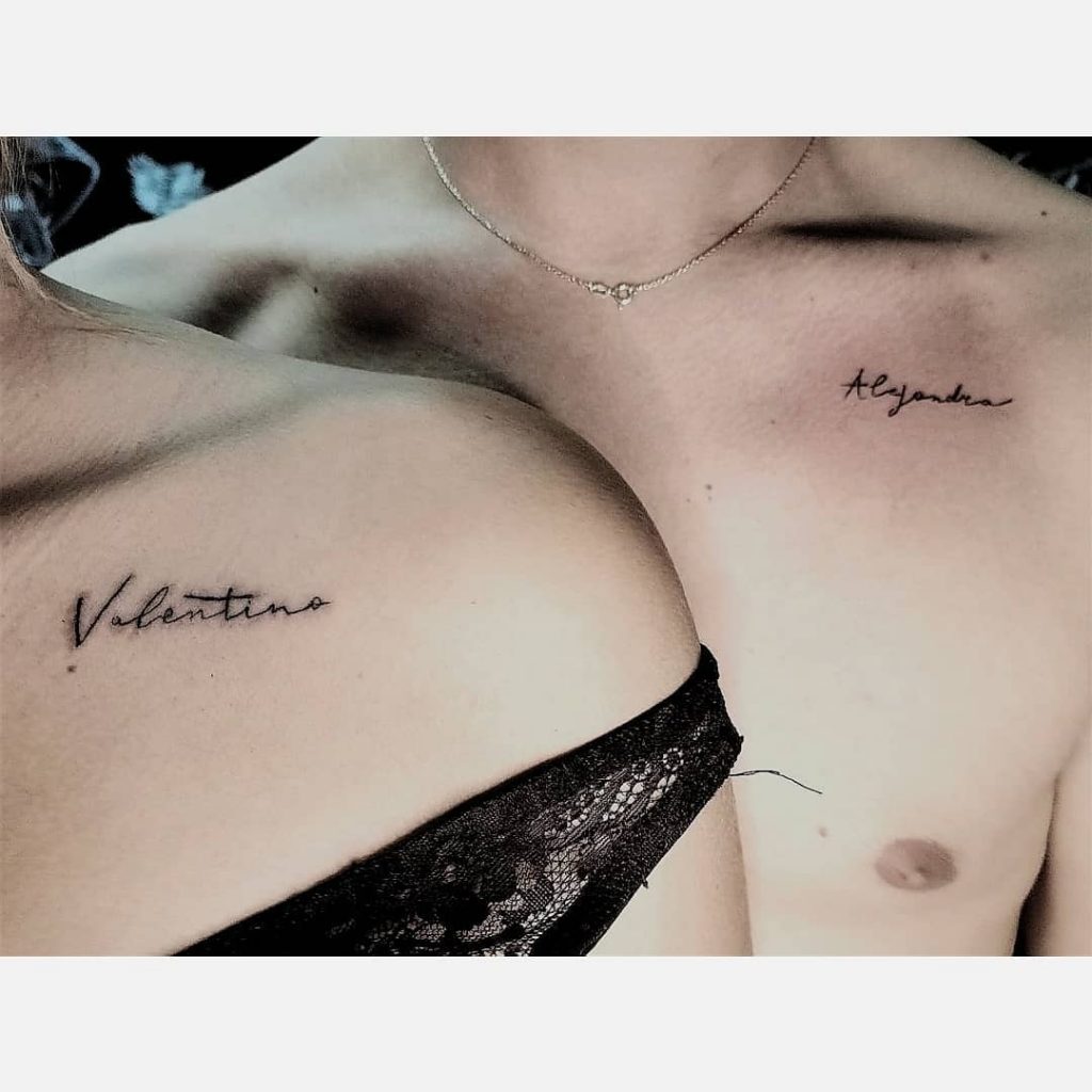 classy partner name matching tattoo