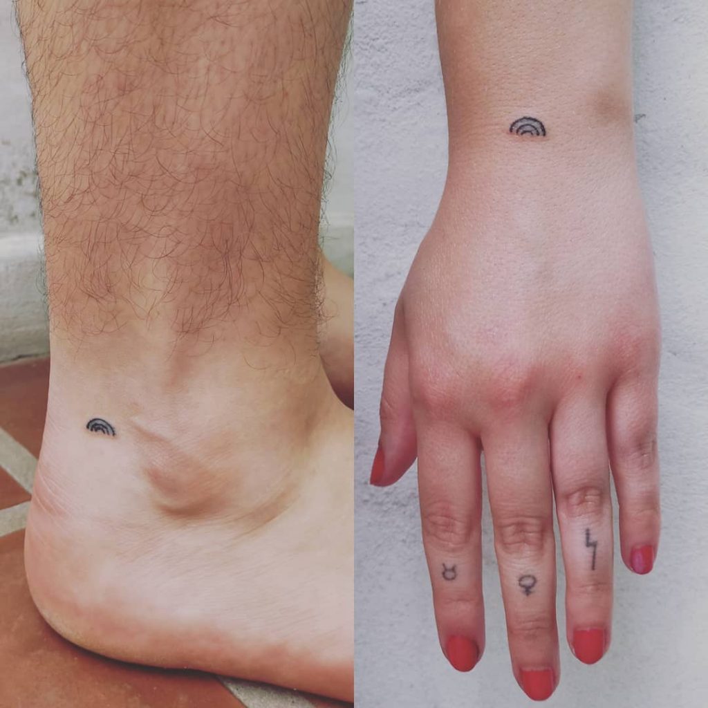 tiny rainbow tattoo
