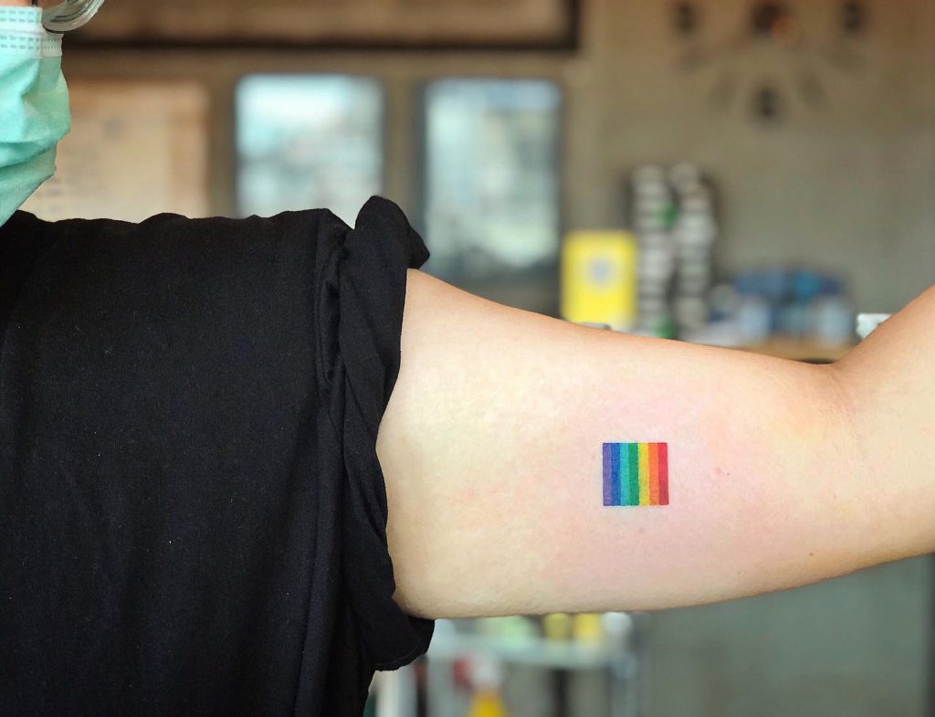 Barcode Clean Square Rainbow Tattoo