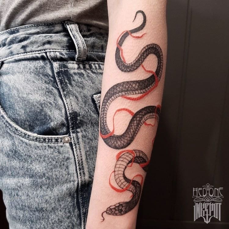 colorful anaconda tattoo