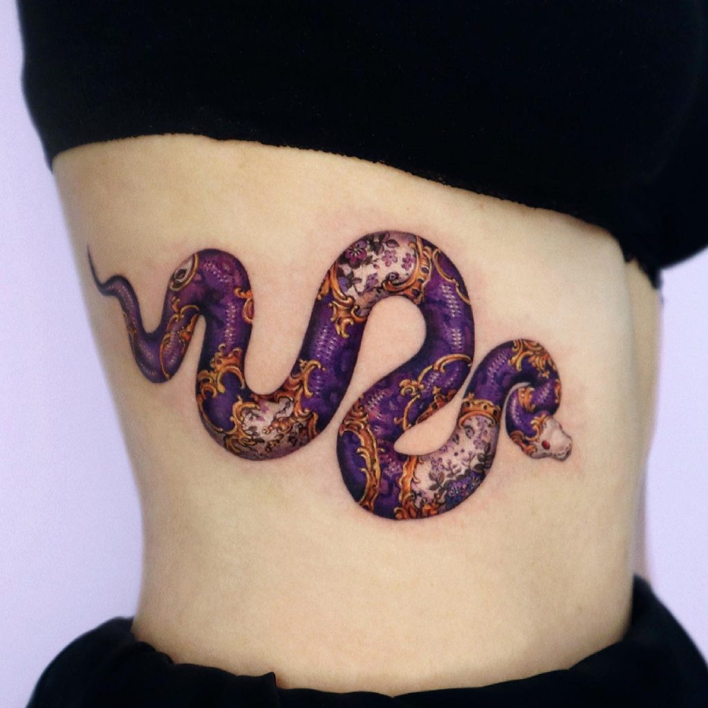 purple snake tattoo