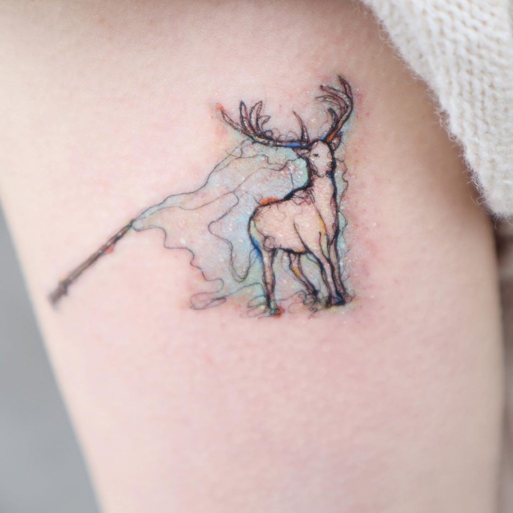 expecto patronum deer tattoo