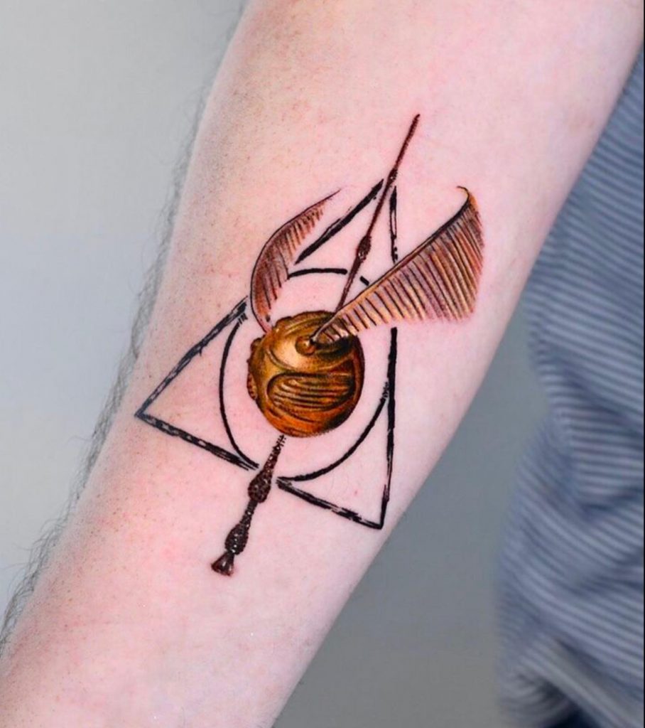 snitch and deathly hallows symbol tattoo