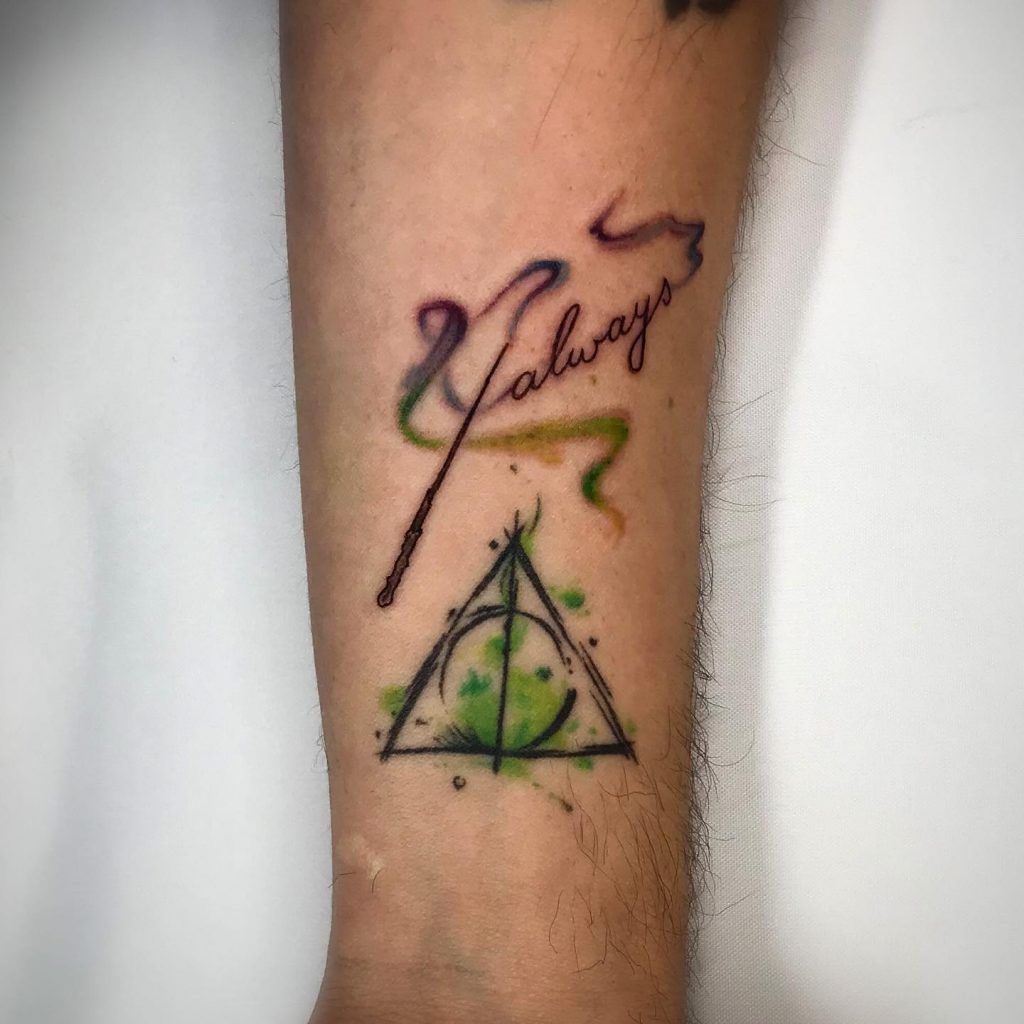 green deathly hallows tattoo