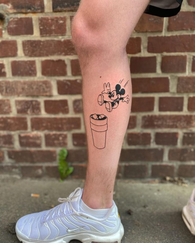 A Micky Mouse tattoo