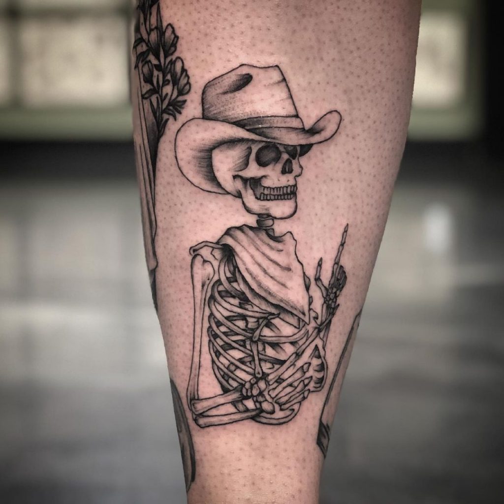 A Western skeleton tattoo