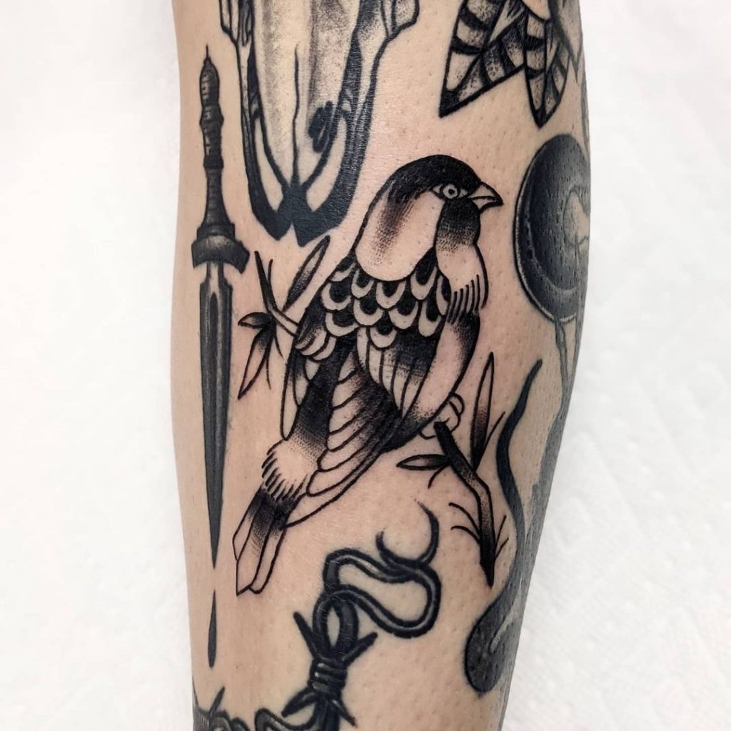A bird filler gap tattoo