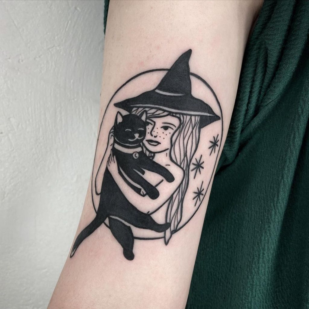 Sabrina and Salem as black cat tattoos