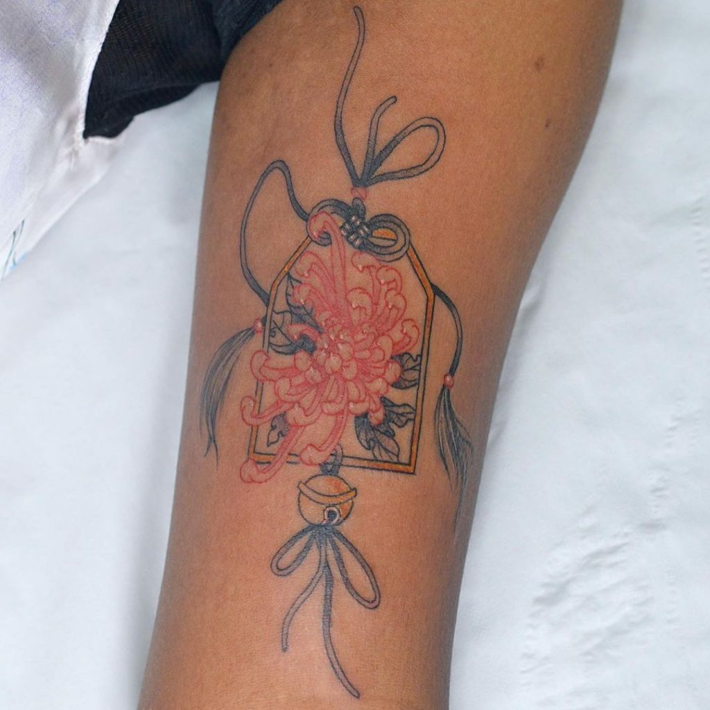 Romantic color tattoos on dark skin