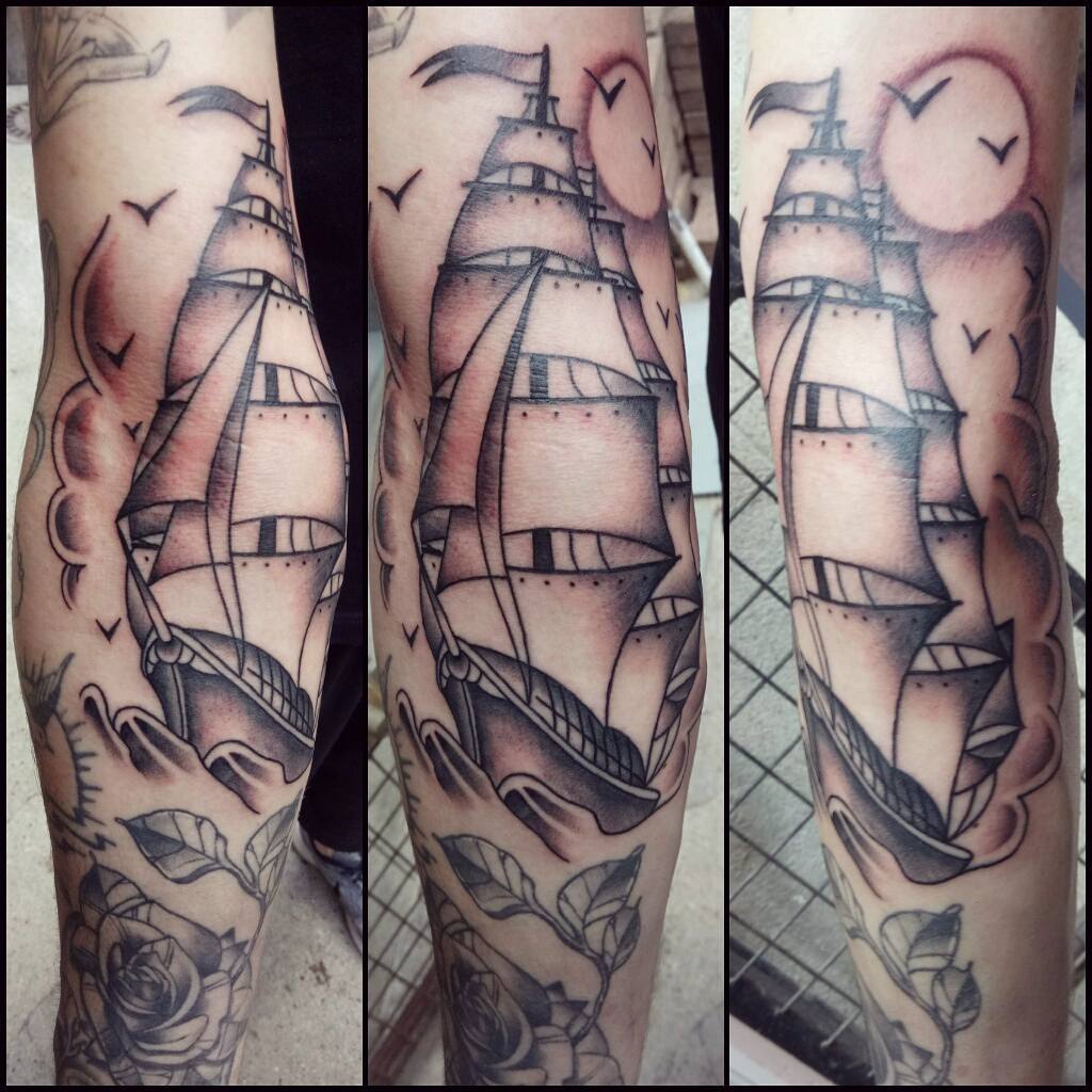Ship patchwork tattoos