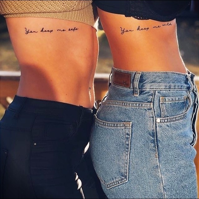 "You keep me safe" small friendship tattoos.