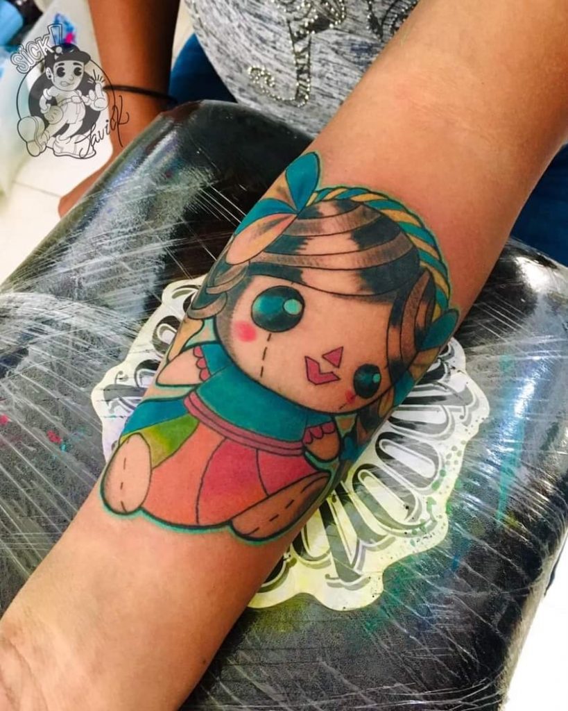 Baby doll new school tattoo style