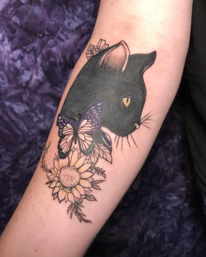 Cat side profile tattoos