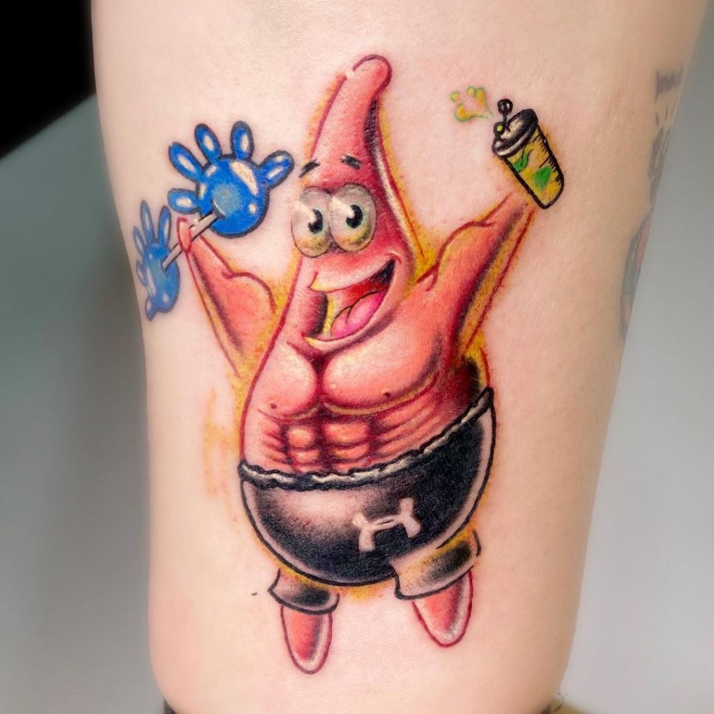 Spongebob squarepants Patrick Star new school tattoo