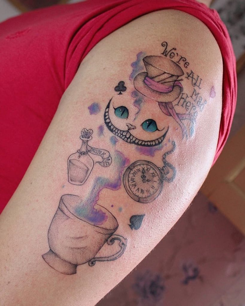 Tea time Alice in Wonderland tattoo