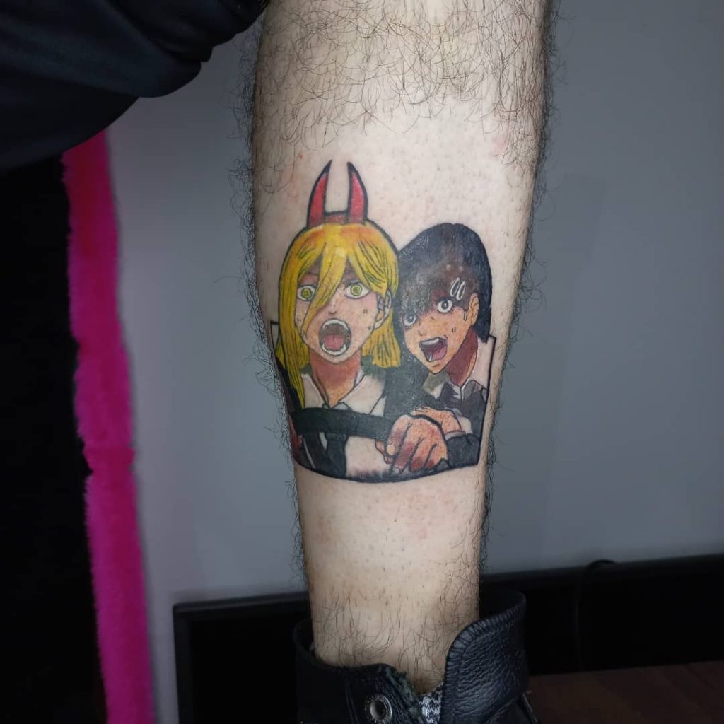 Chainsaw man small anime tattoos